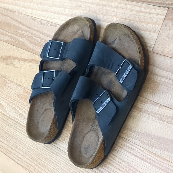 Birkenstock Shoes - Birkenstock Leather Black Arizona Sandals 38 N